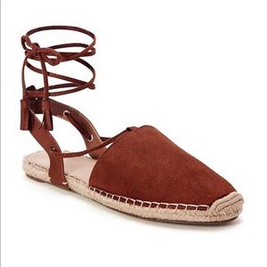 SIZE 6 BROWN LACE UP ESPADRILLES NWOT